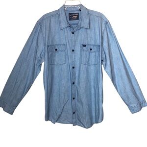 GAP Mens 1970 Chambray Denim Shirt XLT Tall Classic Western Comfort Long Sleeve